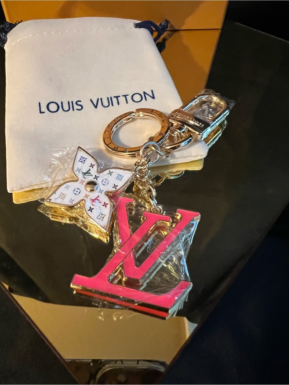 Louis Vuitton Pink & White Monogram LV Logo Bag Charm Box & Dust Bag Included - Picture 2 of 9